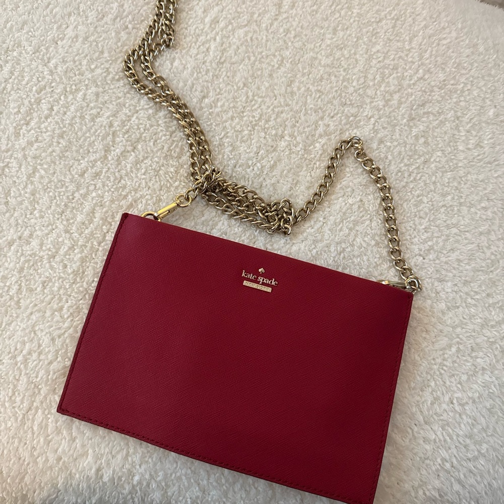 Kate Spade Cherry Red Shoulder Bag with Gold Chain
